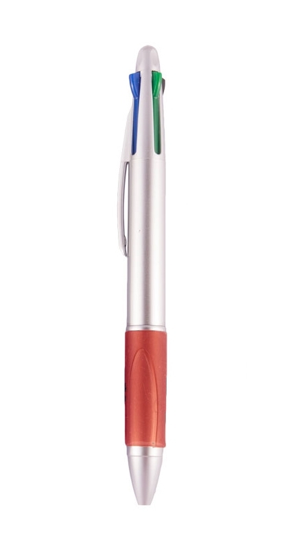 Vier Kleuren Pen Zilver/Rood