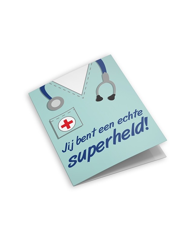 Dubbele wenskaart met envelop: jij bent een echte superheld