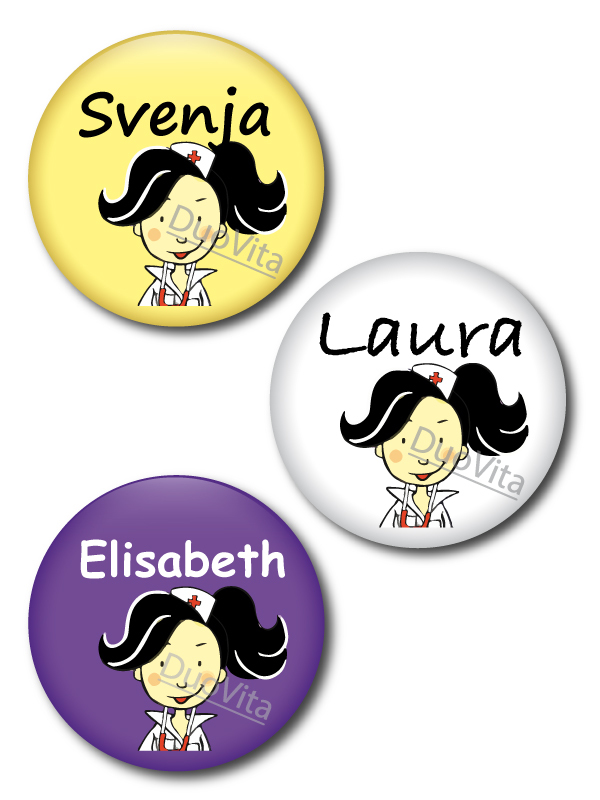 Button Verpleegster Donker Haar